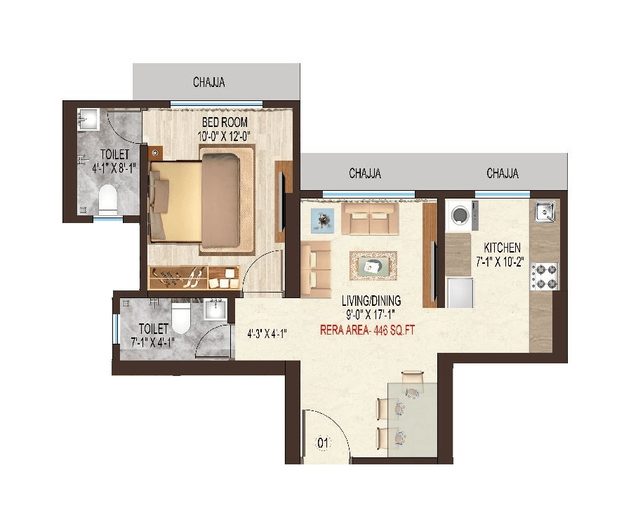 Unit plan - 446 sq.ft.