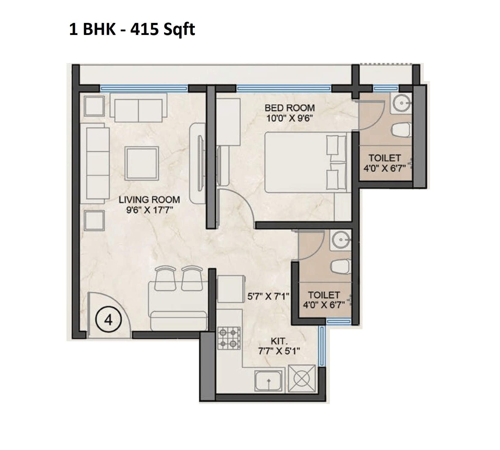 Unit plan - 415 sq.ft.