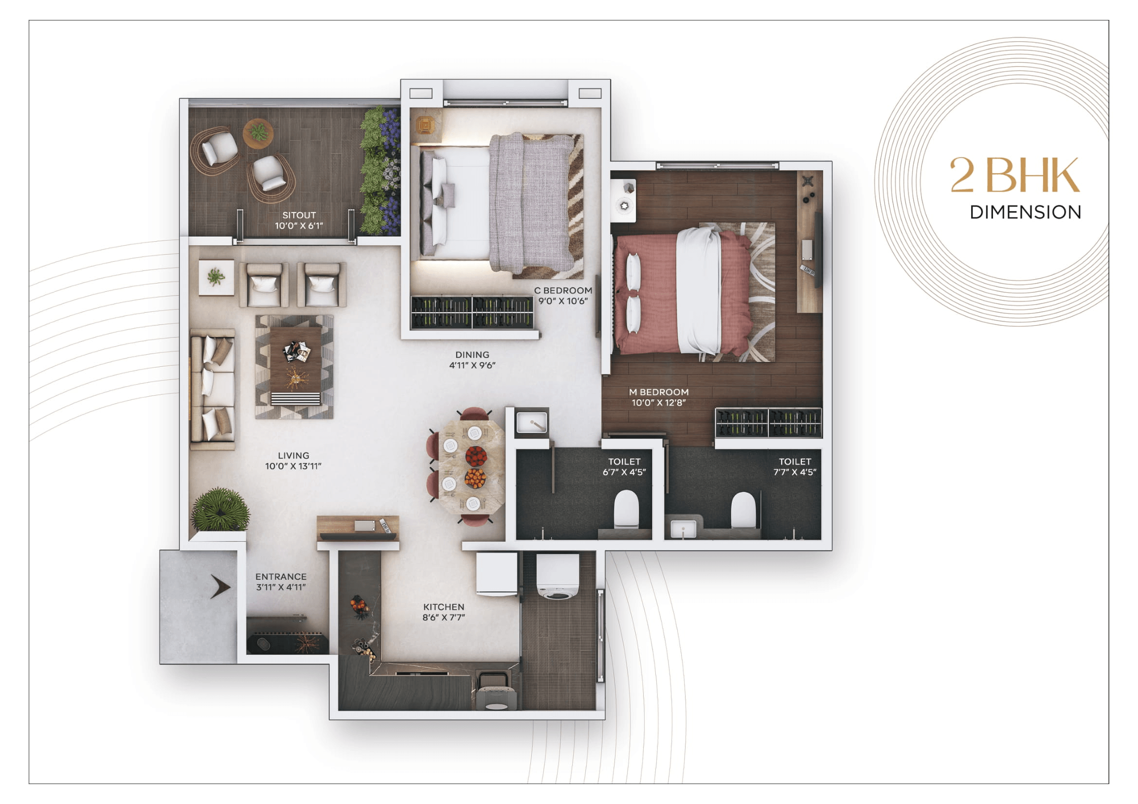 Unit plan - 697 sq.ft.