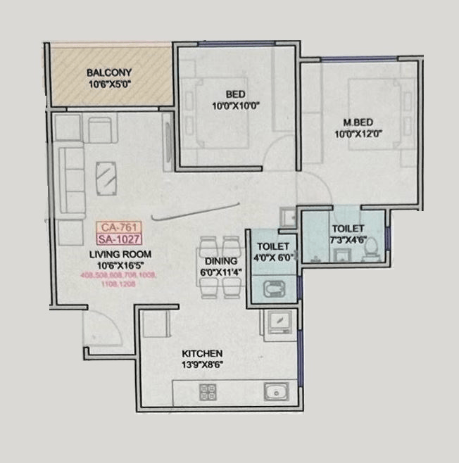 Keshav Tathastu Unit plan - 761 sq.ft.