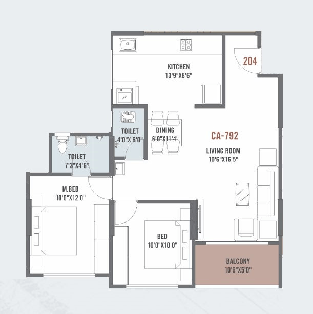 Keshav Tathastu Unit plan - 792 sq.ft.