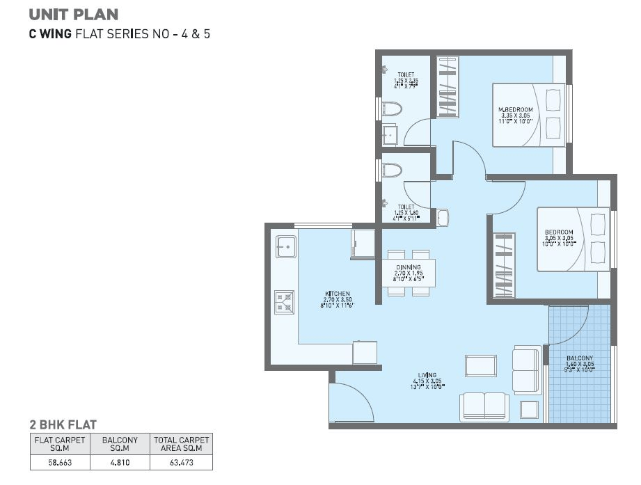 Lotus Urban Homes Unit plan - 683 sq.ft.