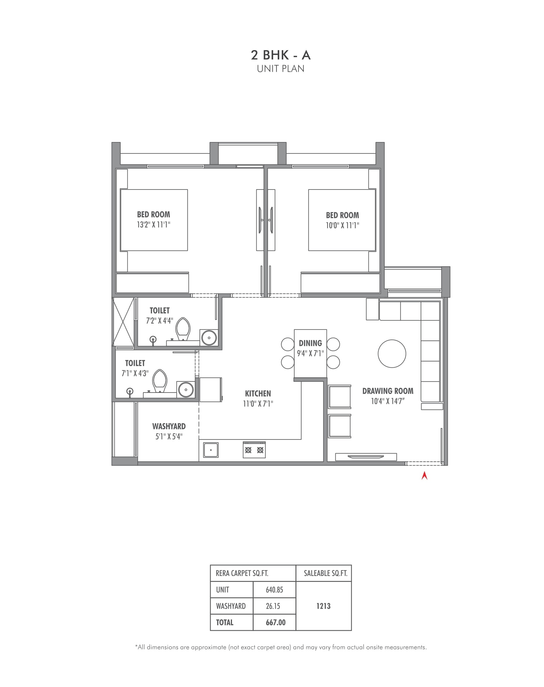 Sun Footprints Unit plan - 677 sq.ft.