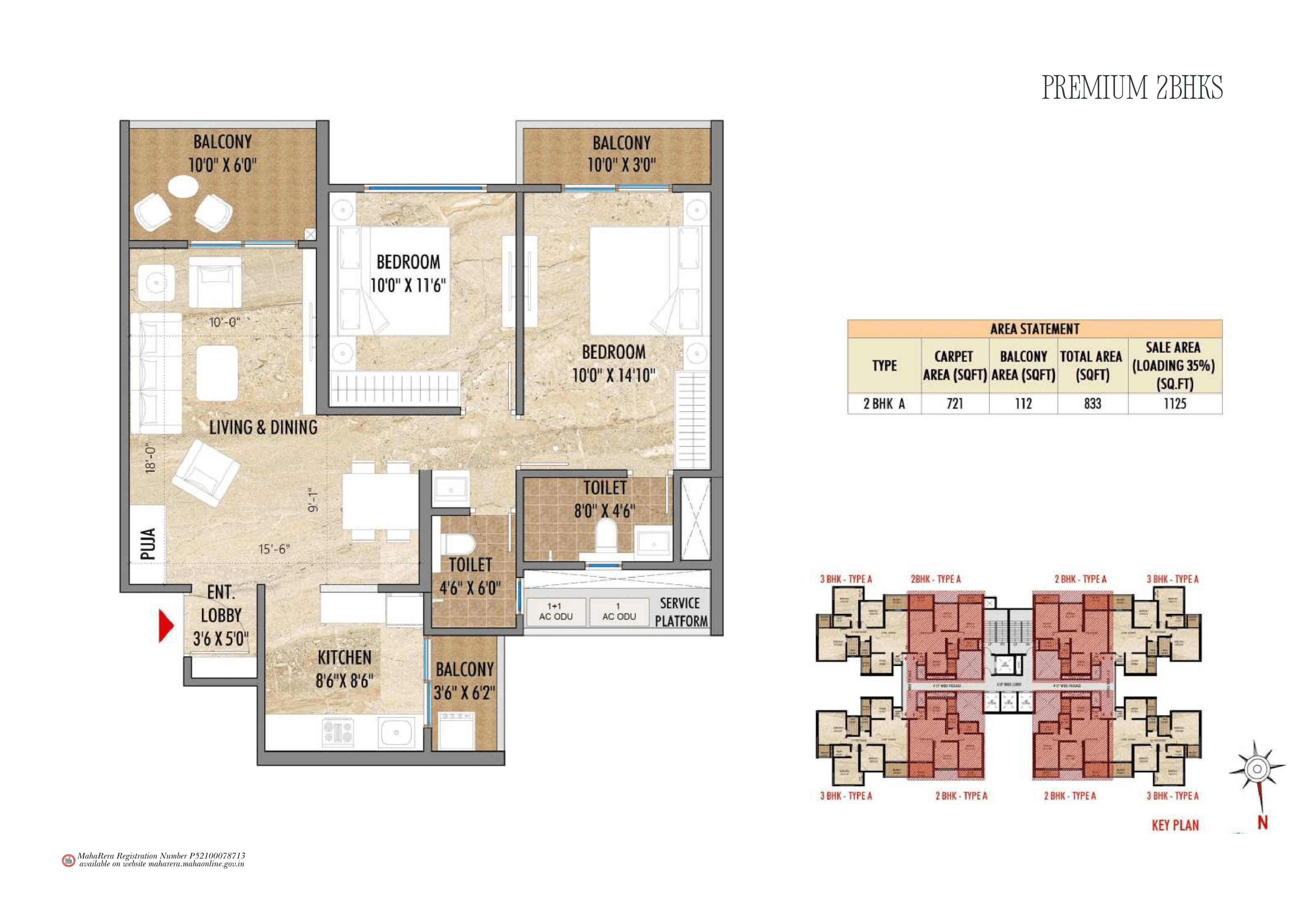 Unit plan - 833 sq.ft.
