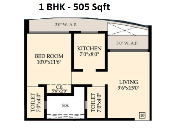 Unit plan - 505 sq.ft.