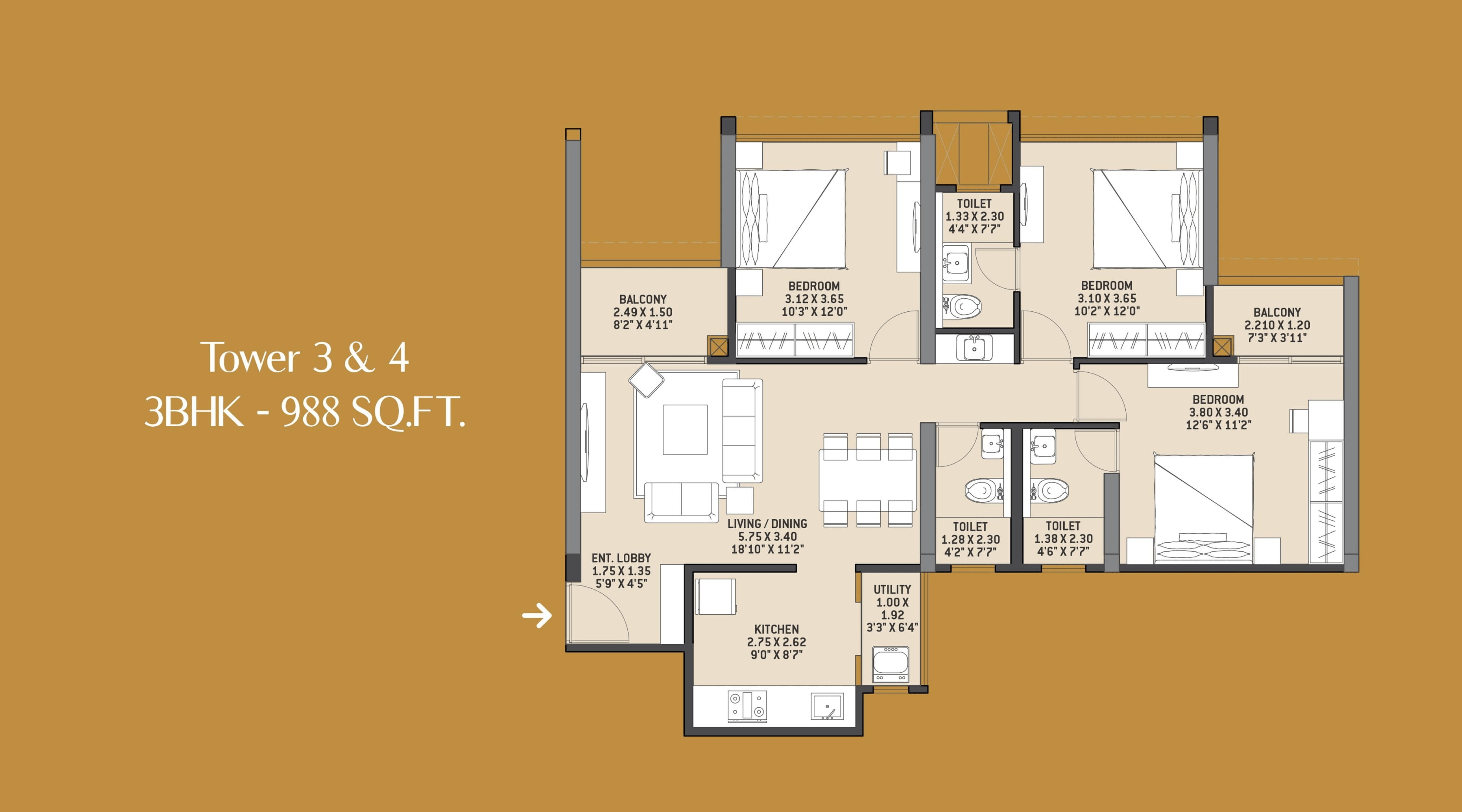 VTP Altamira Unit plan - 988 sq.ft.