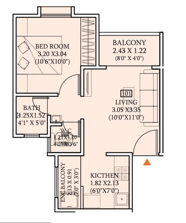 Unit plan - 374 sq.ft.