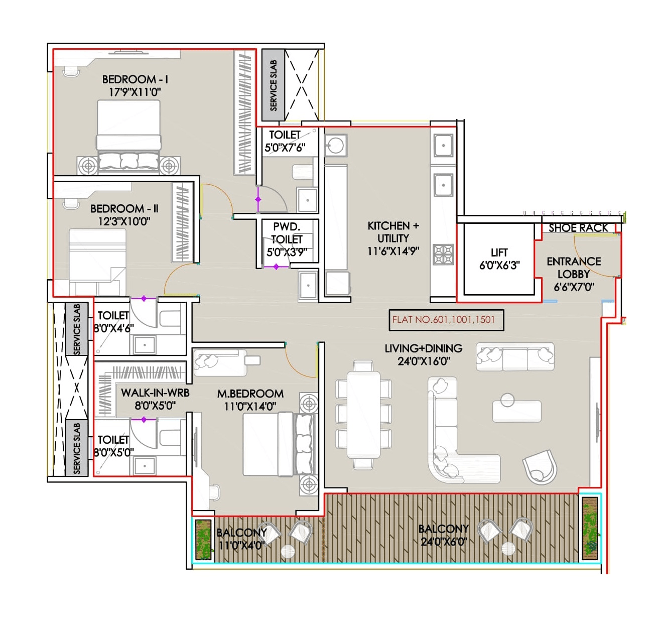 Aashirwad Miraya Unit plan - 1632 sq.ft.