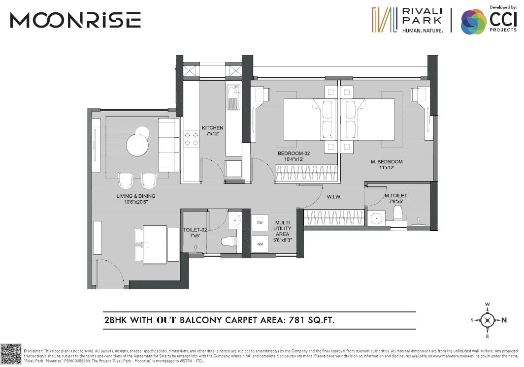 CCI Rivali Park Moonrise Unit plan - 772 sq.ft.