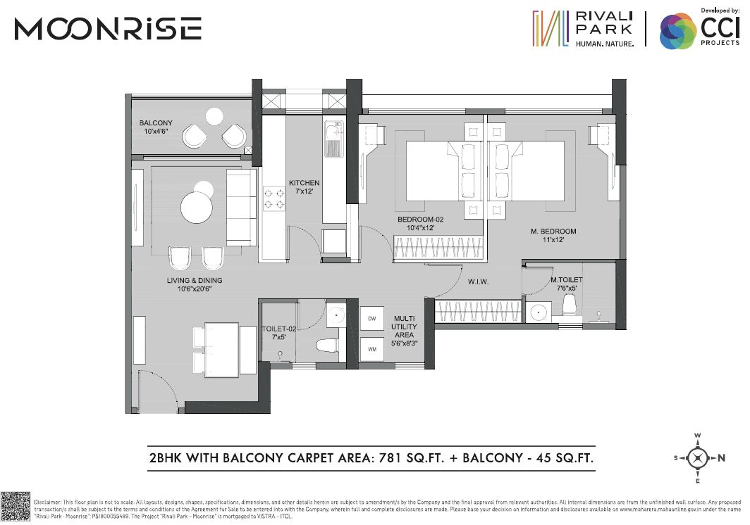 CCI Rivali Park Moonrise Unit plan - 826 sq.ft.