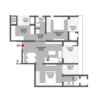 Godrej Hill Retreat Unit plan - 766 sq.ft.