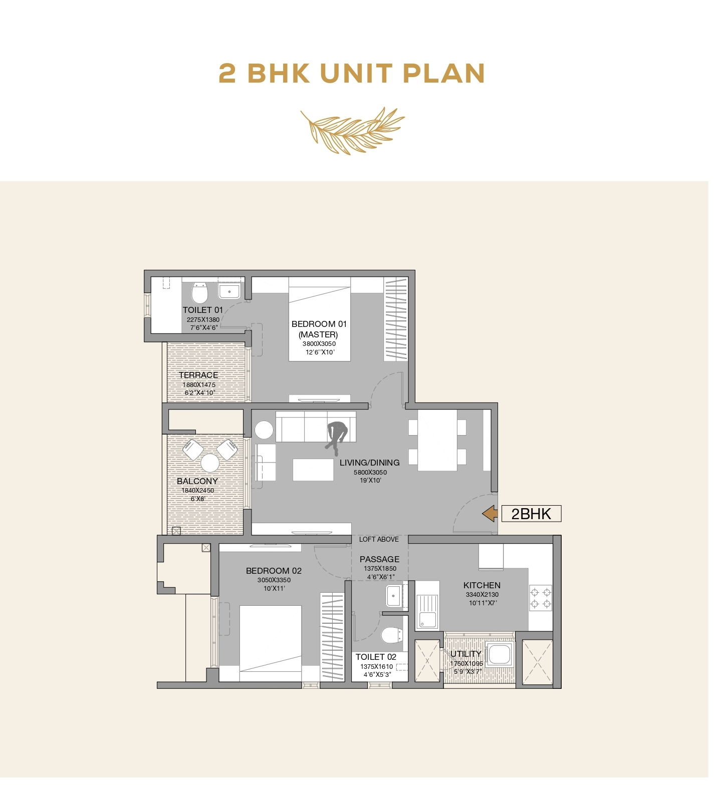 Godrej Hill Retreat Unit plan - 814 sq.ft.
