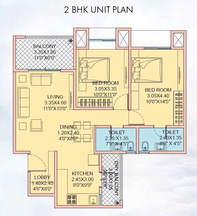 Unit plan - 808 sq.ft.