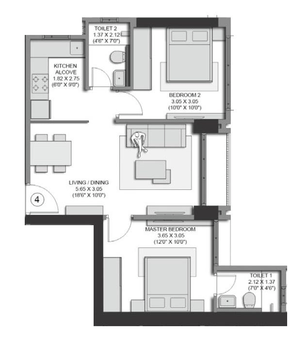 Unit plan - 557 sq.ft.