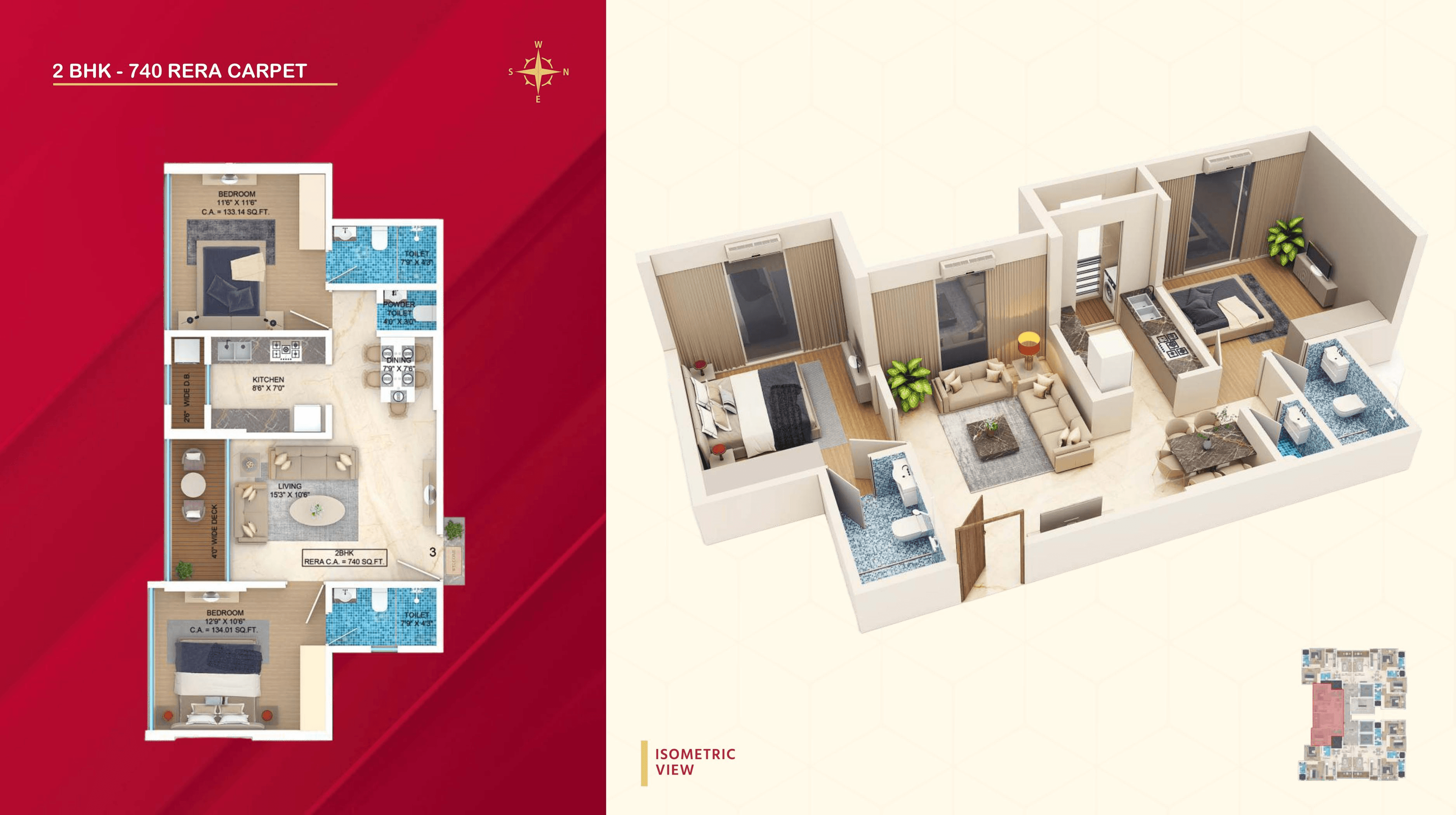Unit plan - 740 sq.ft.