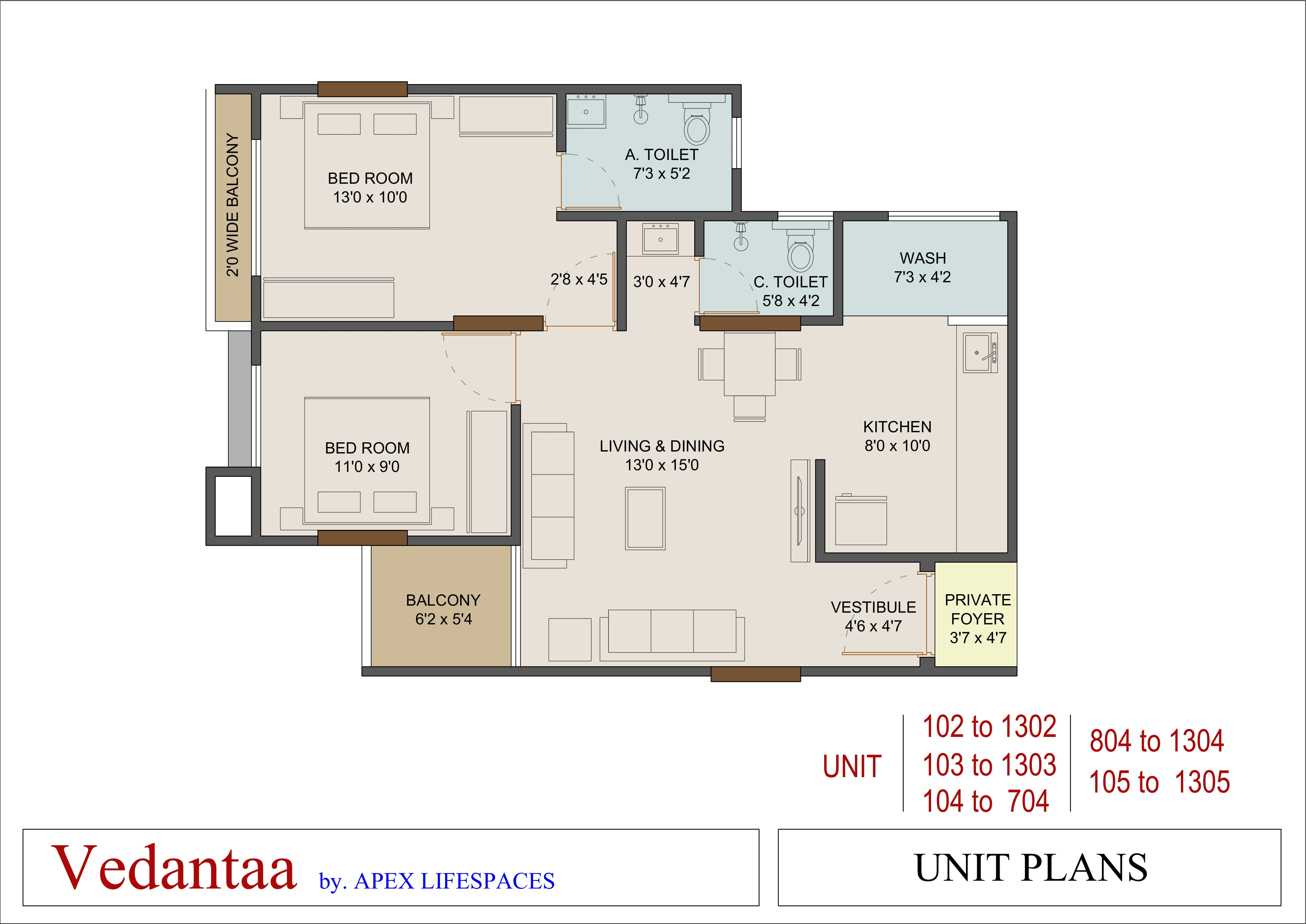 Unit plan - 735 sq.ft.