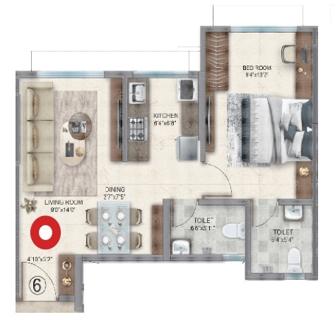 Unit plan - 420 sq.ft.