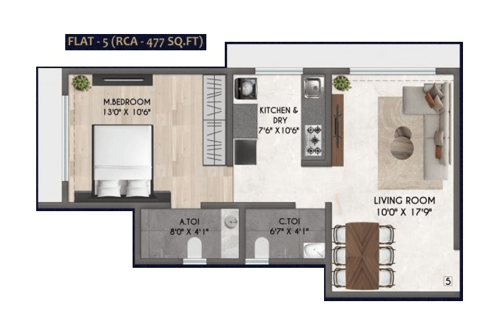 Unit plan - 477 sq.ft.