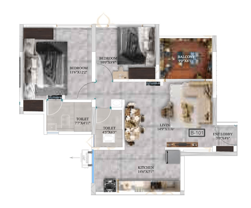 Unit plan - 712 sq.ft.