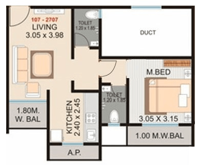 Unit plan - 463 sq.ft.
