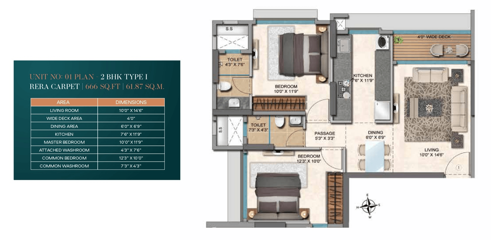 Unit plan - 666 sq.ft.