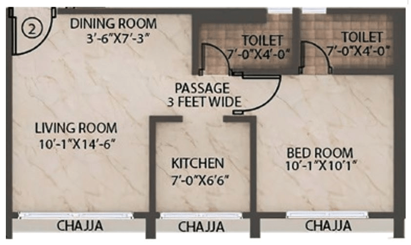 Shreeji Nirmiti Seasons Unit plan - 405 sq.ft.