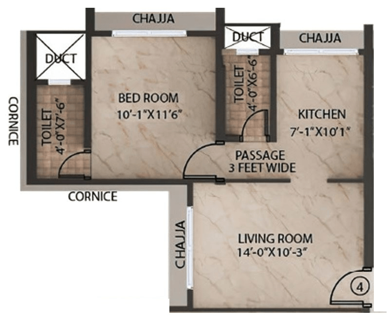 Shreeji Nirmiti Seasons Unit plan - 414 sq.ft.