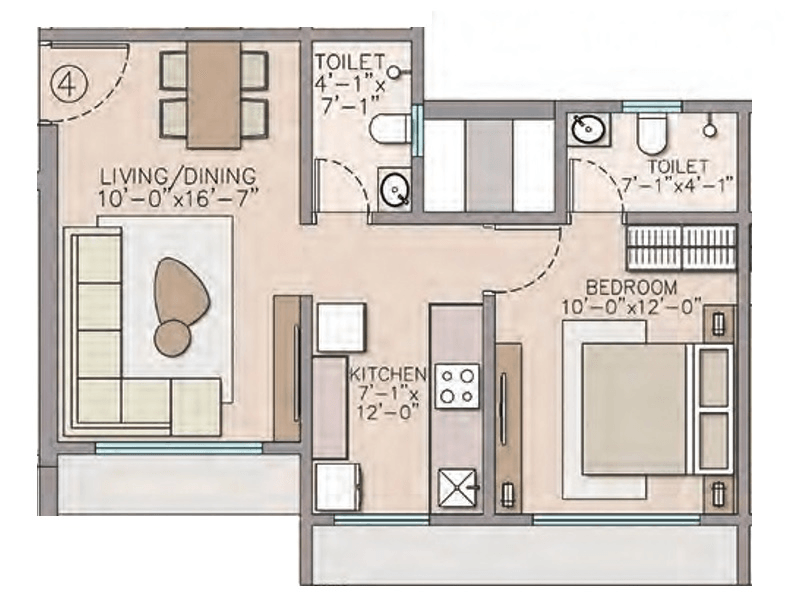 Unit plan - 450 sq.ft.