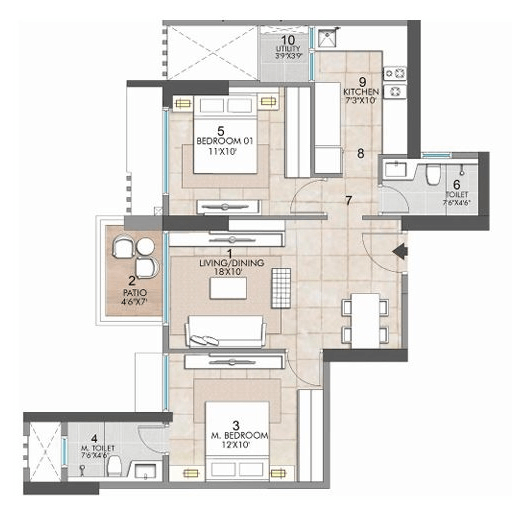 Unit plan - 579 sq.ft.