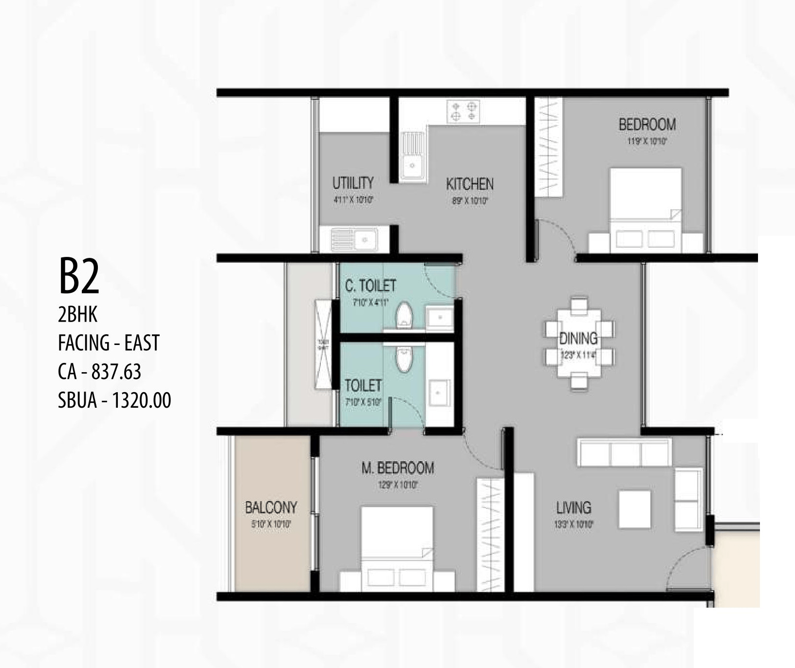 Unit plan - 924 sq.ft.