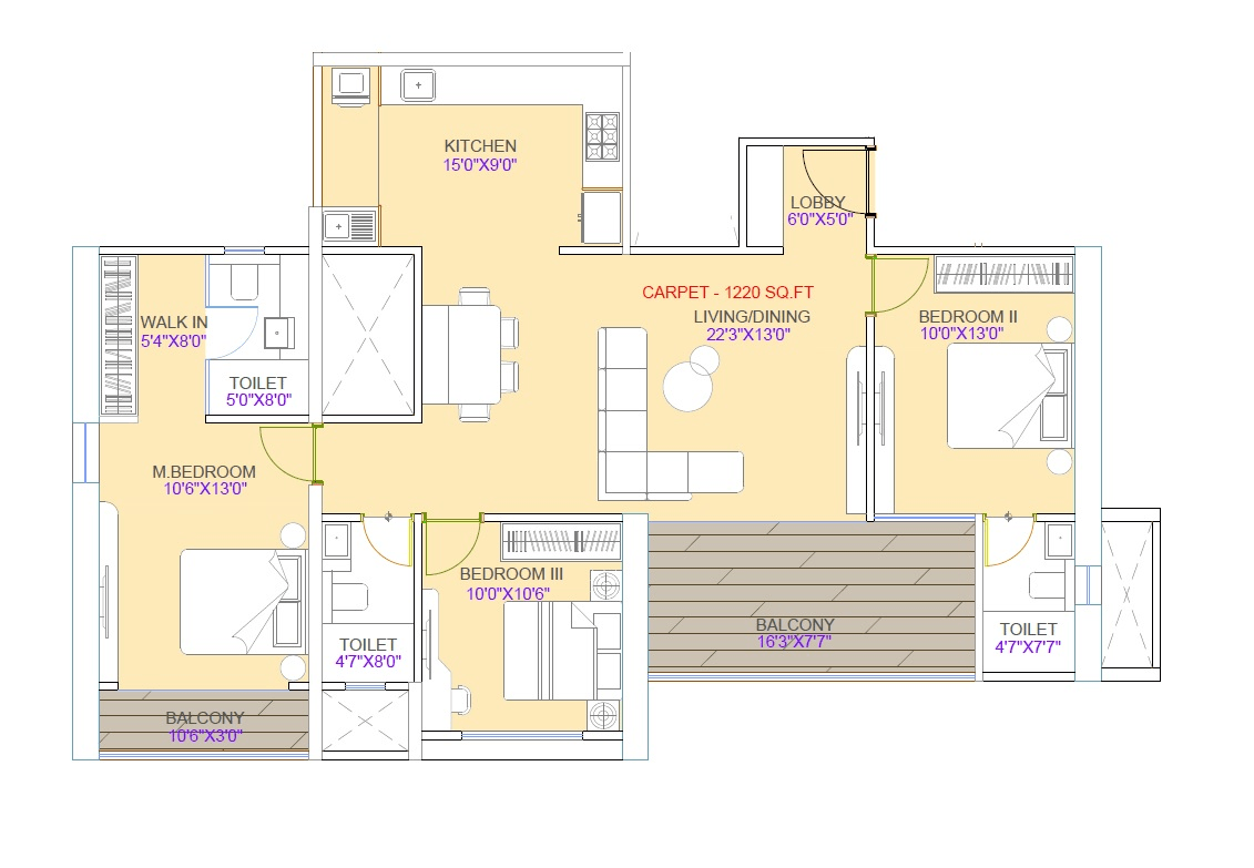 Unit plan - 1135 sq.ft.