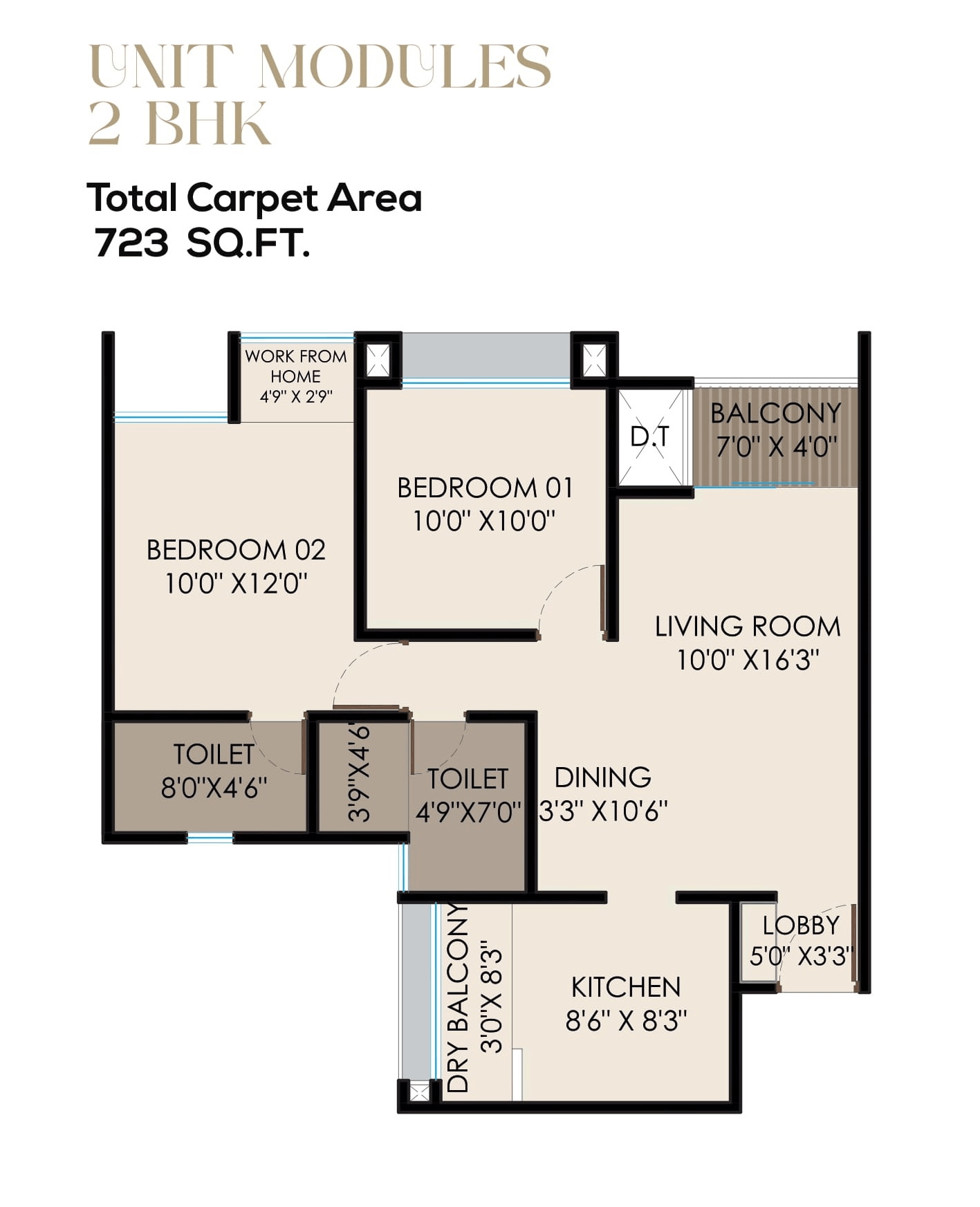 Vrunda Tathastu Unit plan - 723 sq.ft.