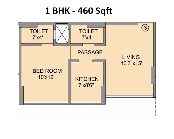 Unit plan - 460 sq.ft.