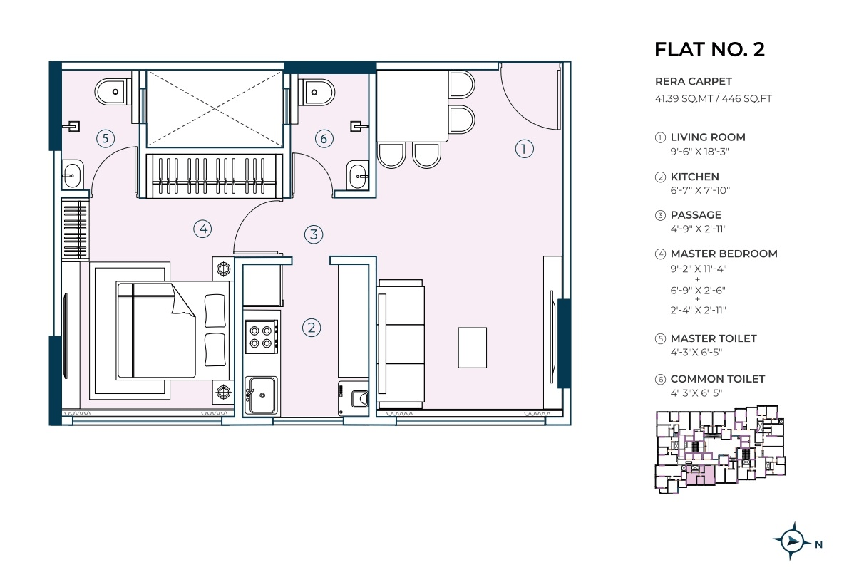 Urban BKC Crown Unit plan - 446 sq.ft.