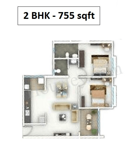 Unit plan - 755 sq.ft.