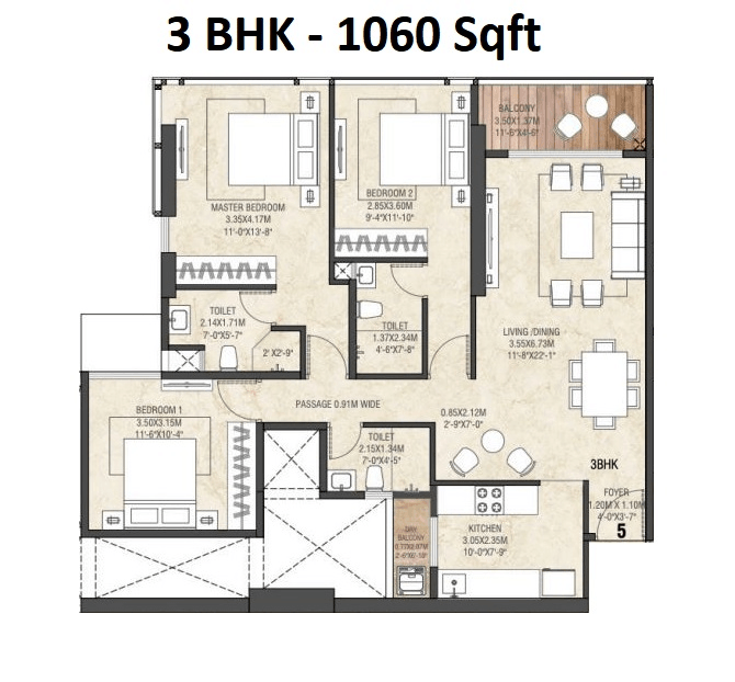 Unit plan - 1060 sq.ft.