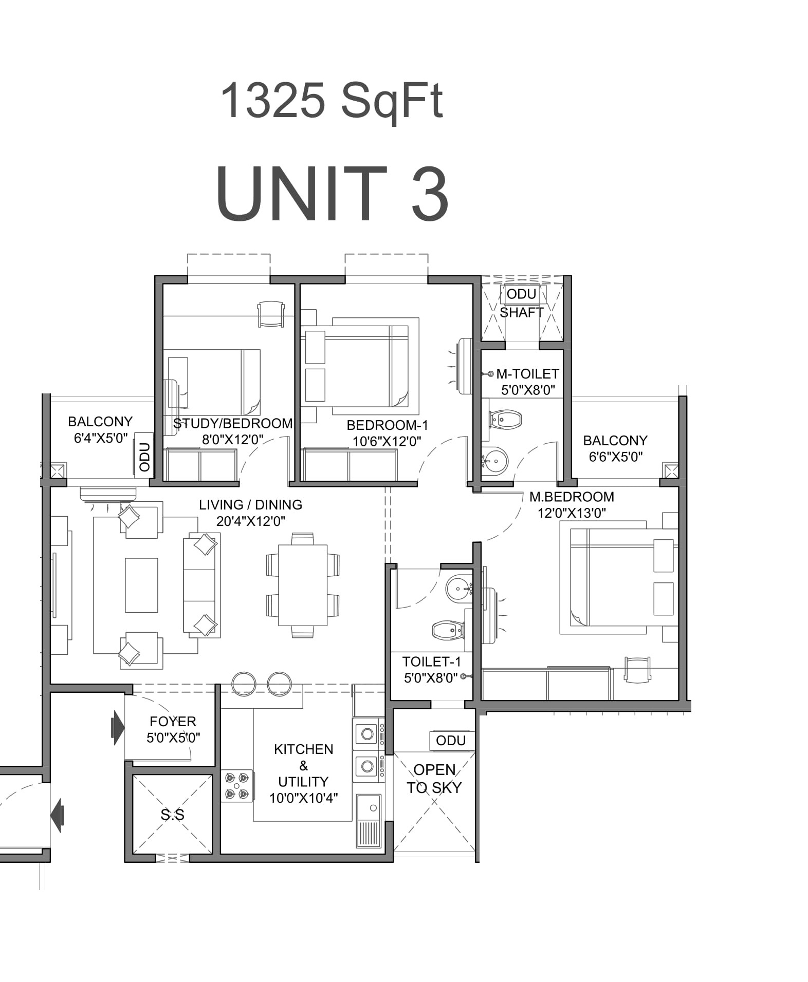 Unit plan - 954 sq.ft.