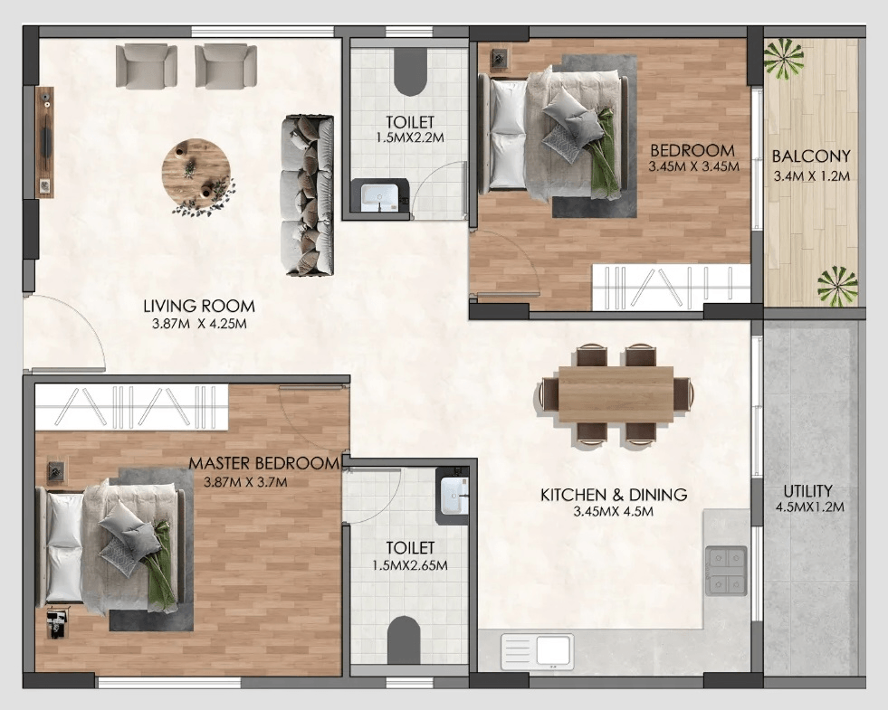 Unit plan - 954 sq.ft.