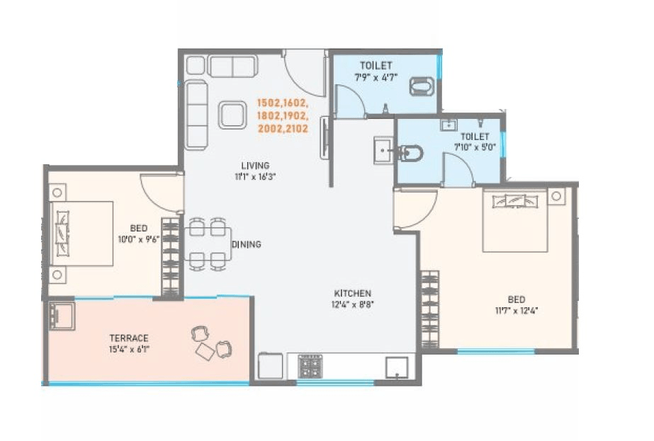 Unit plan - 669 sq.ft.