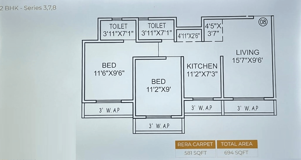Unit plan - 581 sq.ft.