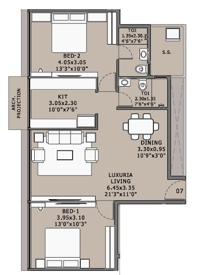 Unit plan - 771 sq.ft.