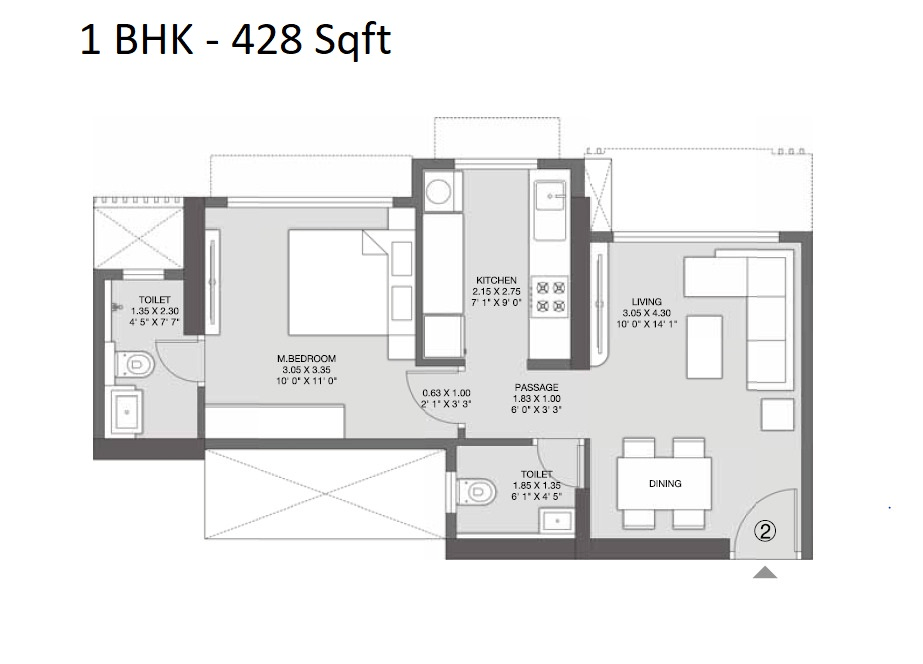 Godrej Nest Unit plan - 428 sq.ft.