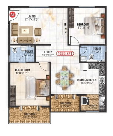 Unit plan - 937 sq.ft.
