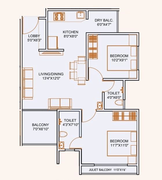 Unit plan - 661 sq.ft.
