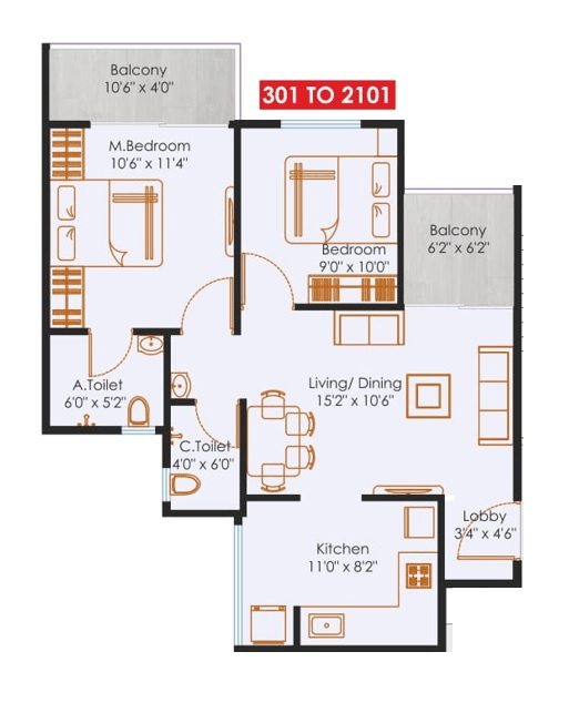 Unit plan - 665 sq.ft.