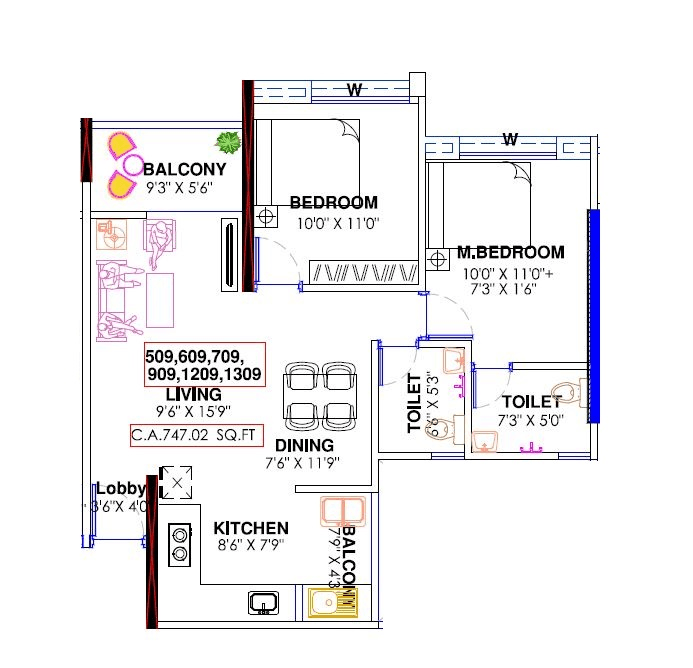 Dalecon Elite Platinum Unit plan - 747 sq.ft.