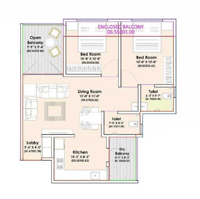 Unicorn Nisarg Belrose Unit plan - 748 sq.ft.