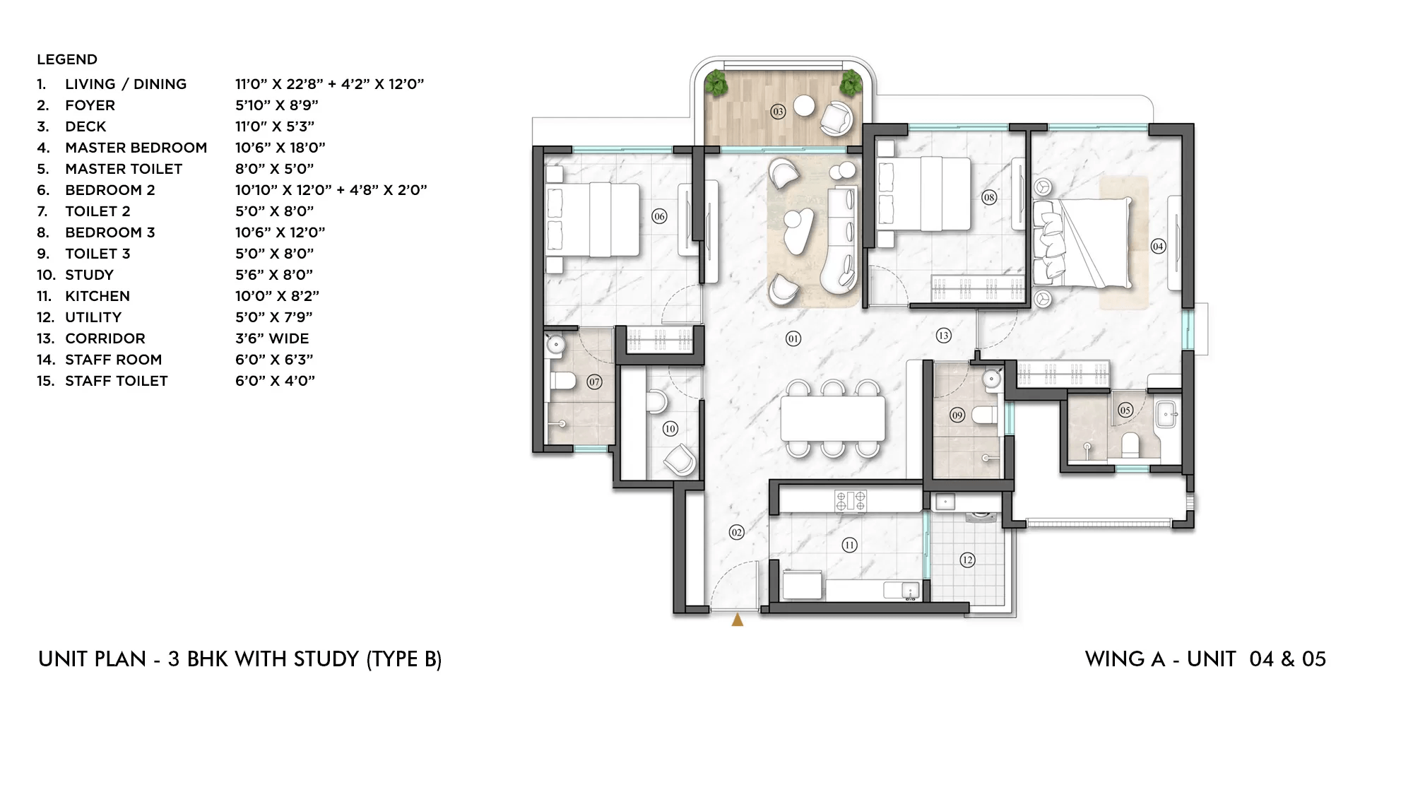 Lodha Stella Unit plan - 1319 sq.ft.