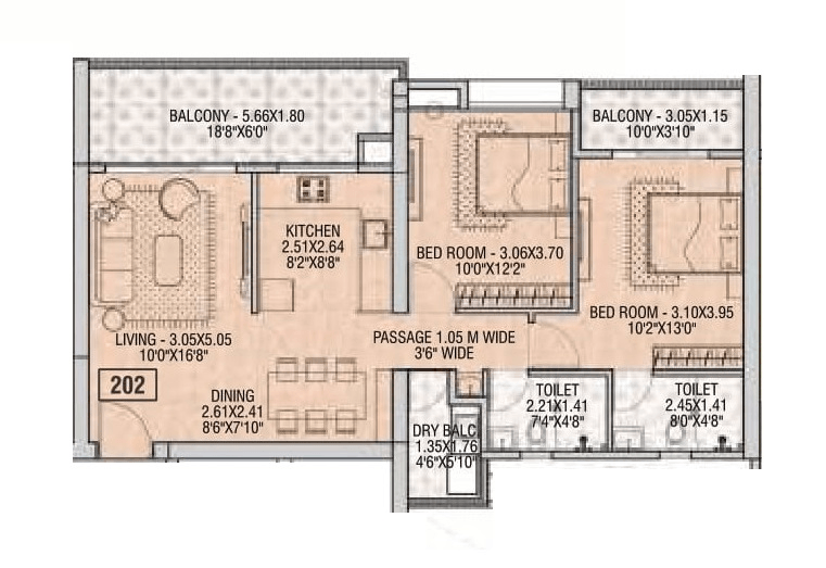 Unit plan - 873 sq.ft.