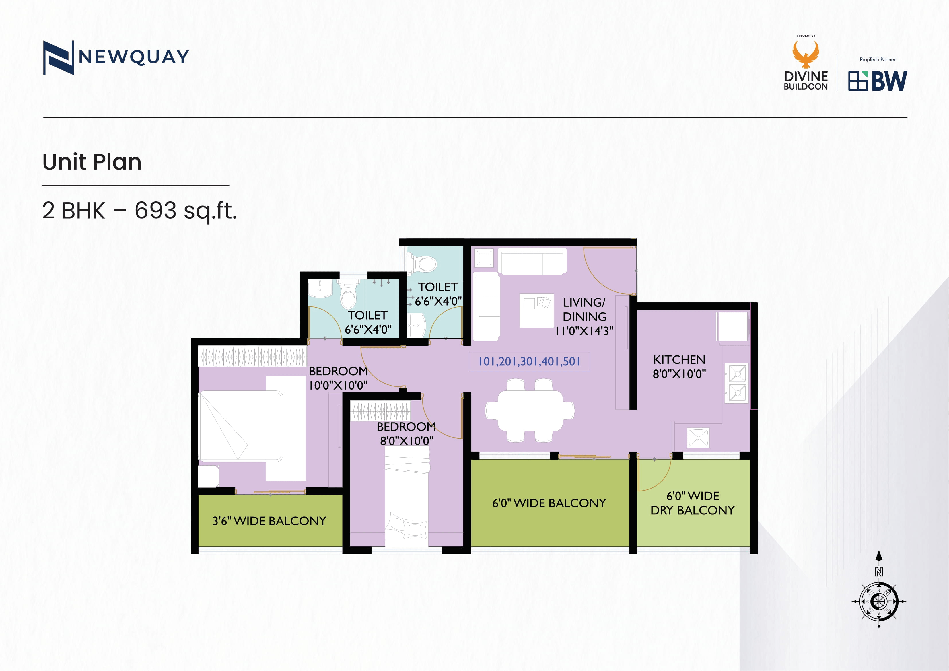 Divine Newquay Unit plan - 693 sq.ft.